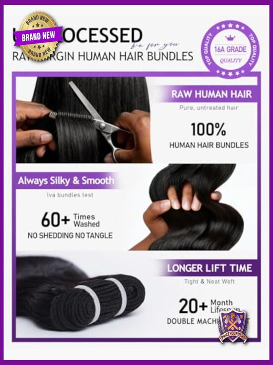 Body Wave Bundles Human Hair 16-22 inch No Tangle No Shedding 3X Long-Lasting main image 5